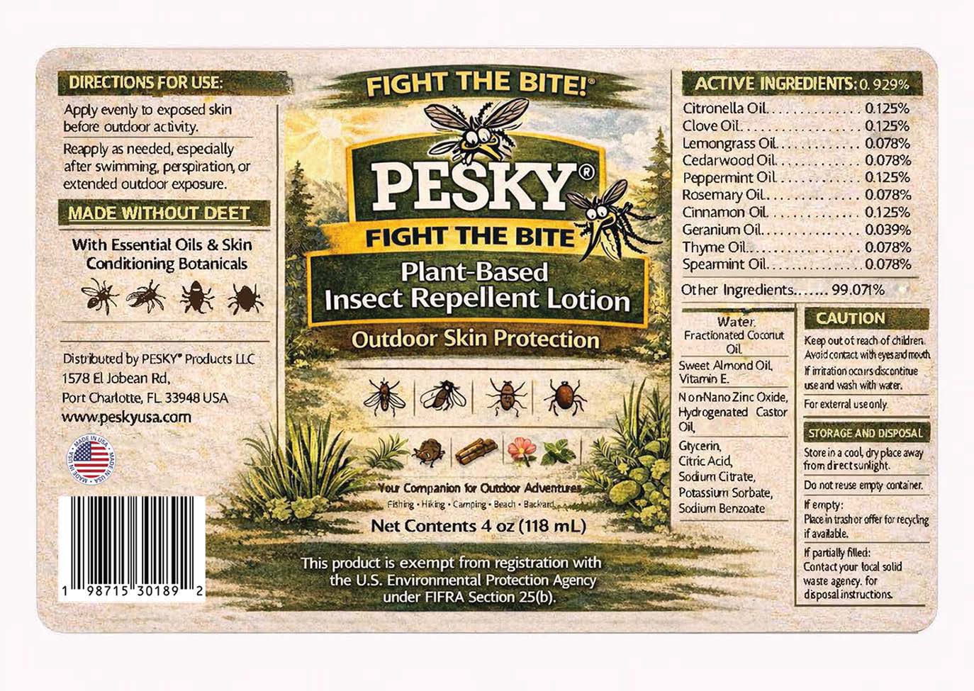 PESKY® Fight the Bite™ Plant-Based Insect Deterrent Lotion (Roll-on)