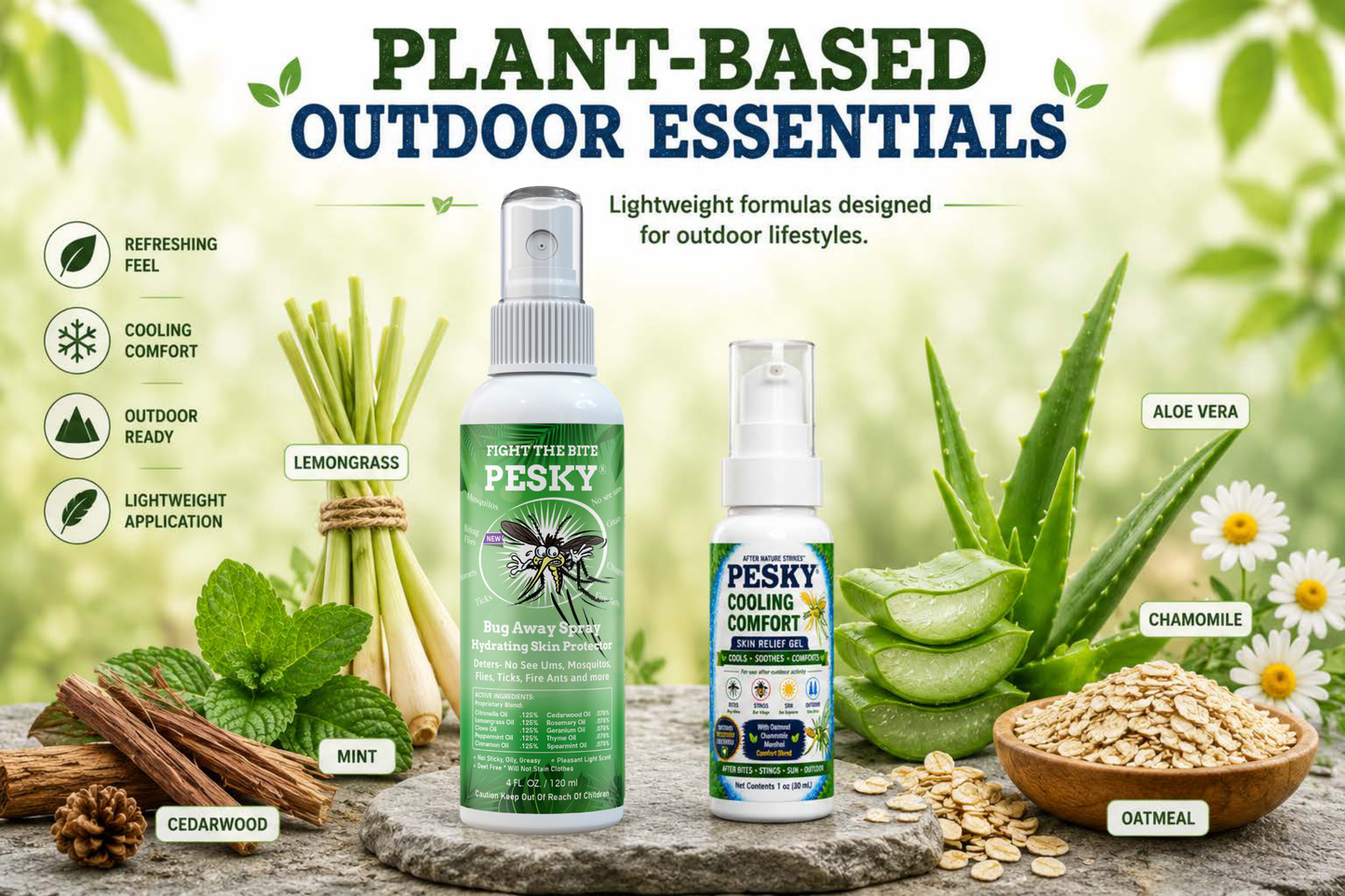 PESKY® Outdoor Adventure Duo | Bug Away Spray + After Nature Strikes™ Skin Calming Formula