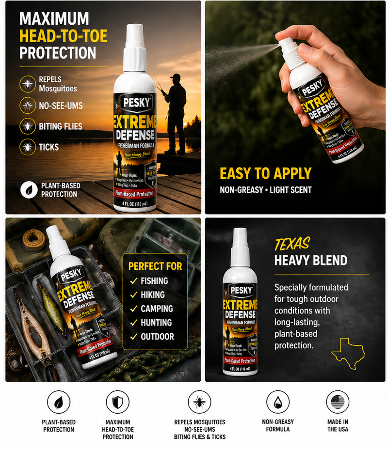 Bug Spray for Mosquitoes & Ticks | Extreme Defense Texas Heavy Blend “Fisherman Formula”