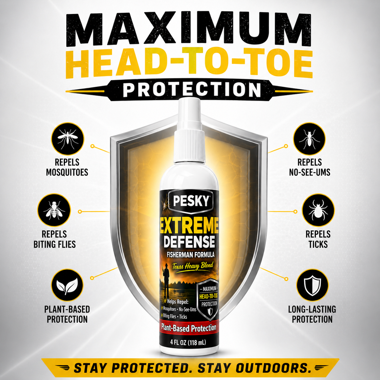 Bug Spray for Mosquitoes & Ticks | Extreme Defense Texas Heavy Blend “Fisherman Formula”