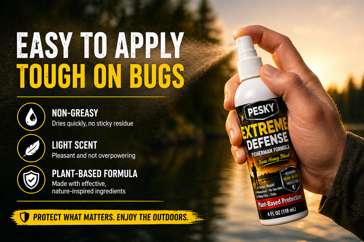 Bug Spray for Mosquitoes & Ticks | Extreme Defense Texas Heavy Blend “Fisherman Formula”