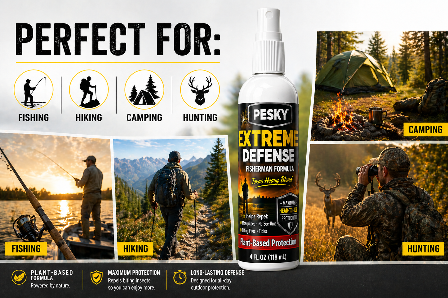 Bug Spray for Mosquitoes & Ticks | Extreme Defense Texas Heavy Blend “Fisherman Formula”