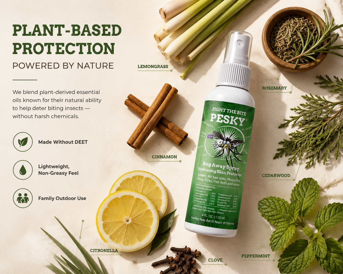 mosquito spray for indoor plants PESKY® Bug Away Spray Plant-Based Insect Deterrent for No-See-Ums, Mos