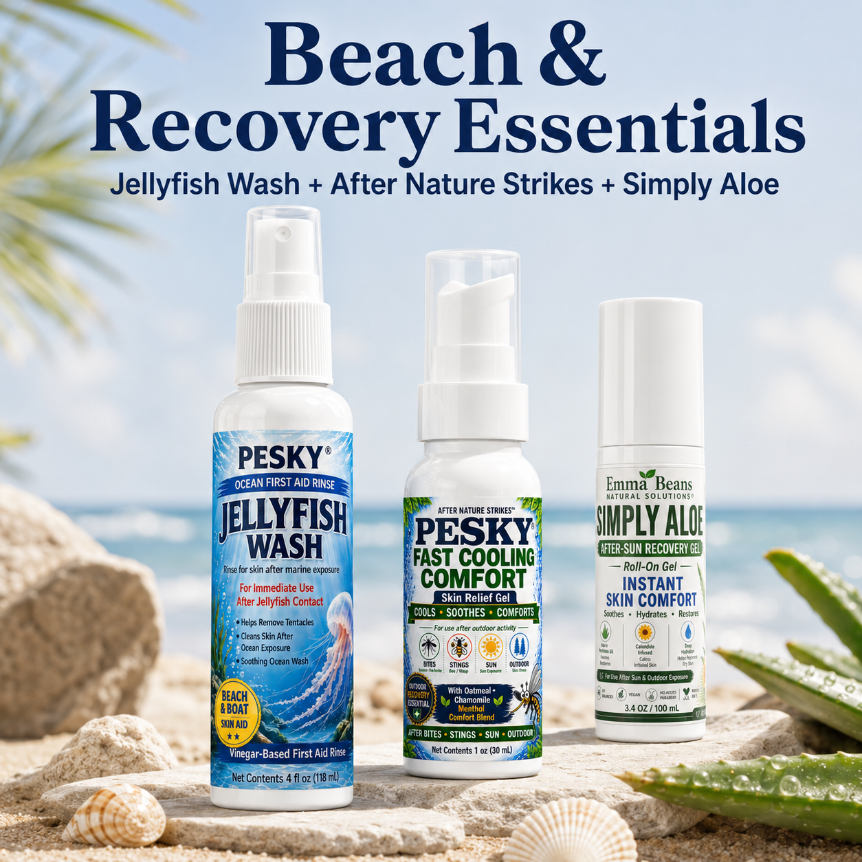 PESKY® Jellyfish Wash – Spray for Marine Stings- for beach bags, boats, dive gear, and coastal first-aid kits