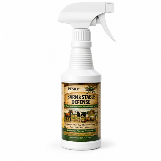 PESKY® Bug Away – Livestock Barn Surface Spray Plant-Based Insect Deterrent for Barns, Coops & Outdoor Animal Areas