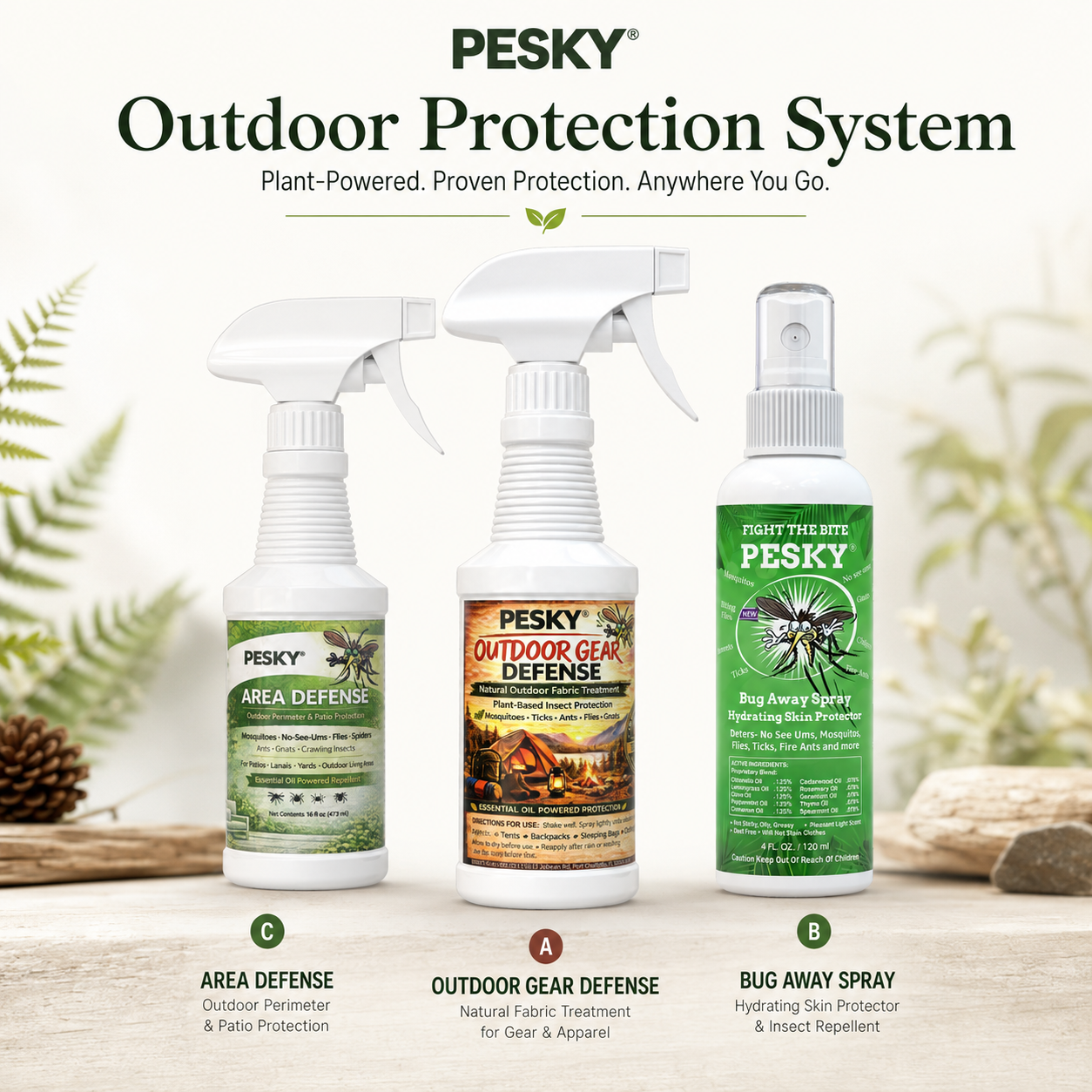 PESKY® Outdoor Gear Defense Spray | Botanical Formula for Tents, Clothing & Equipment | Helps Deter Mosquitoes, No-See-Ums & Biting Insects