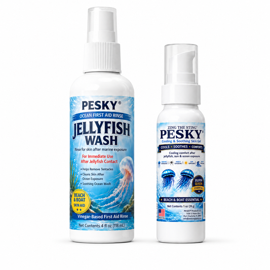 PESKY® Beach Sting Relief Bundle – Jellyfish Wash & Zing The Sting™ Cooling Comfort