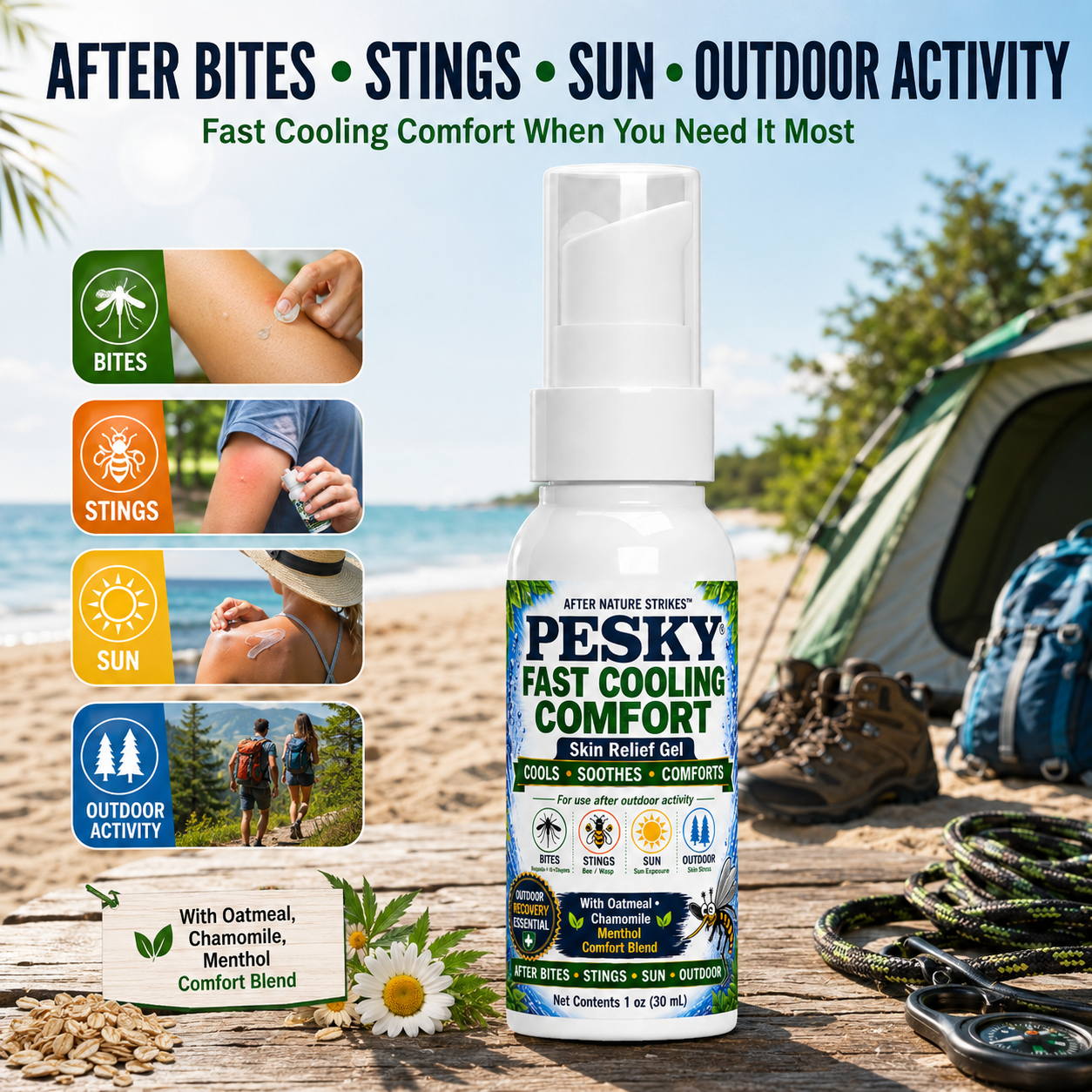 After Nature Strikes™ PESKY® Post-Bite Calming Gel Targeted Skin Comfort Formula