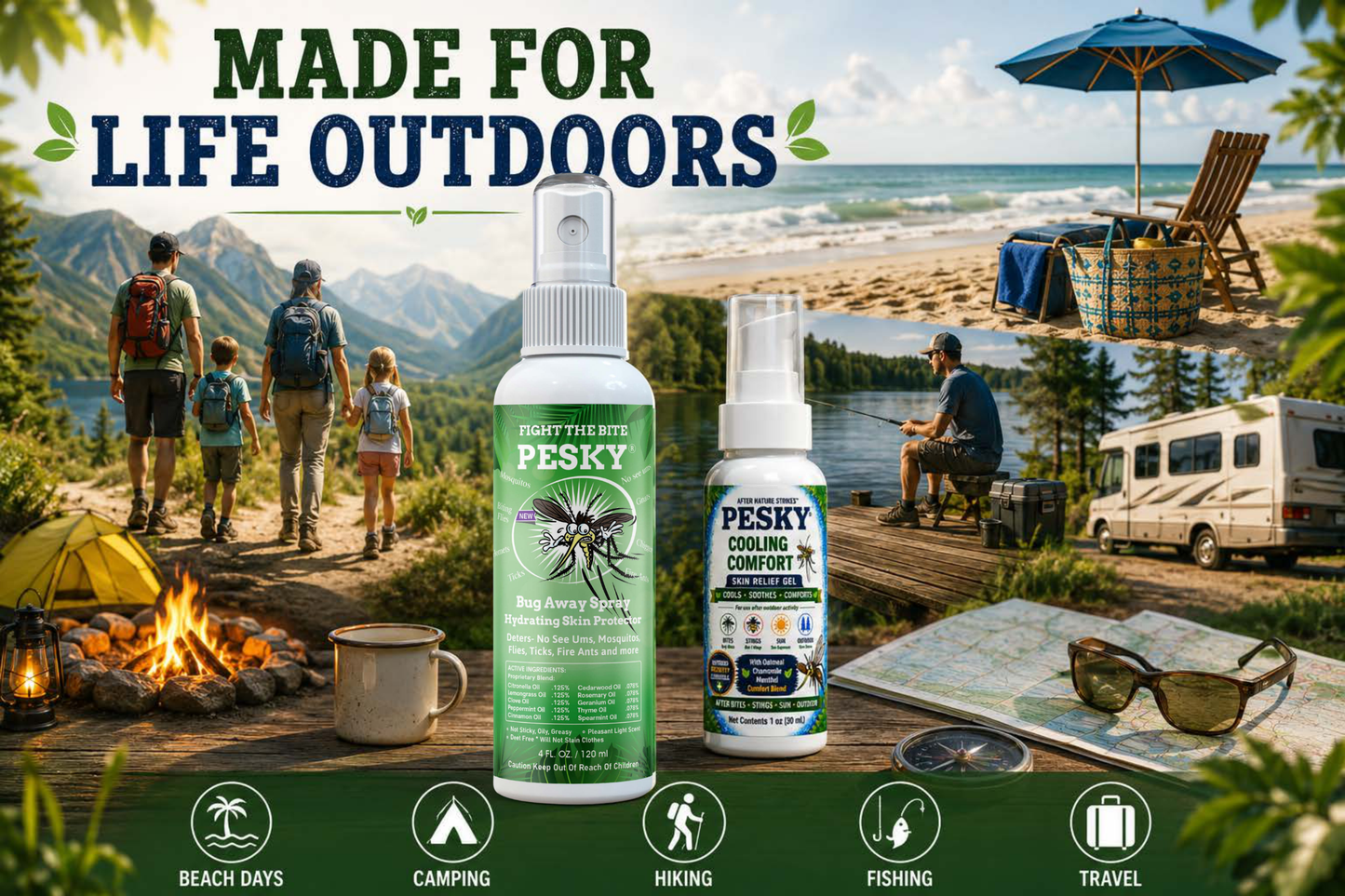 PESKY® Outdoor Adventure Duo | Bug Away Spray + After Nature Strikes™ Skin Calming Formula