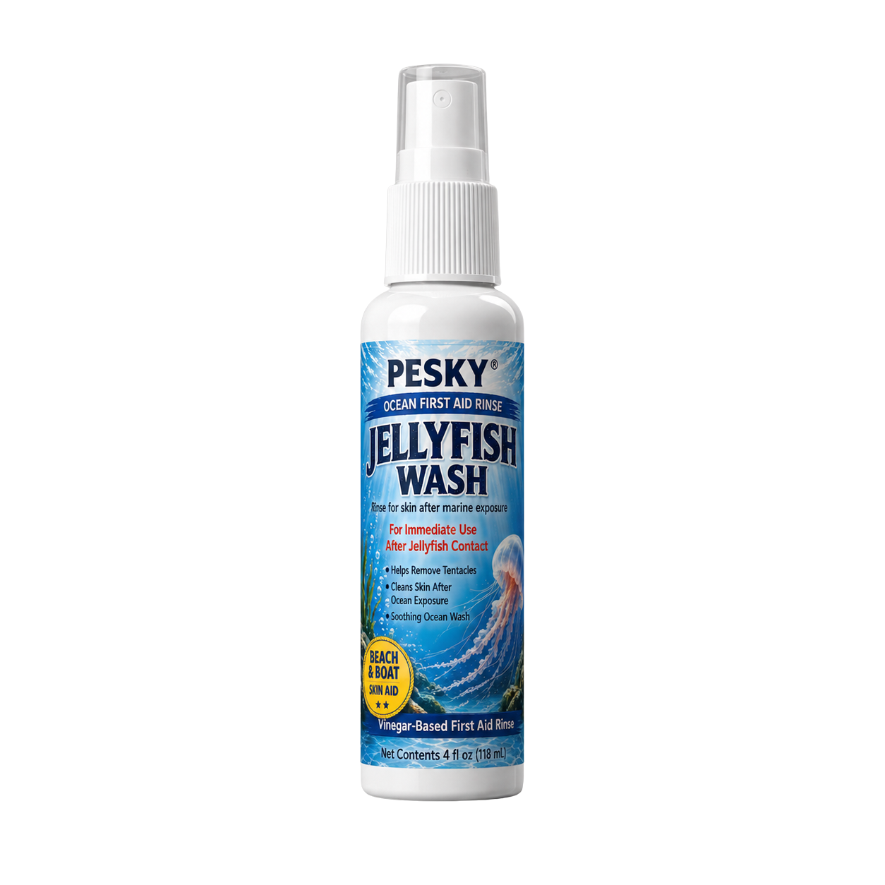 PESKY® Jellyfish Wash – Spray for Marine Stings- for beach bags, boats, dive gear, and coastal first-aid kits
